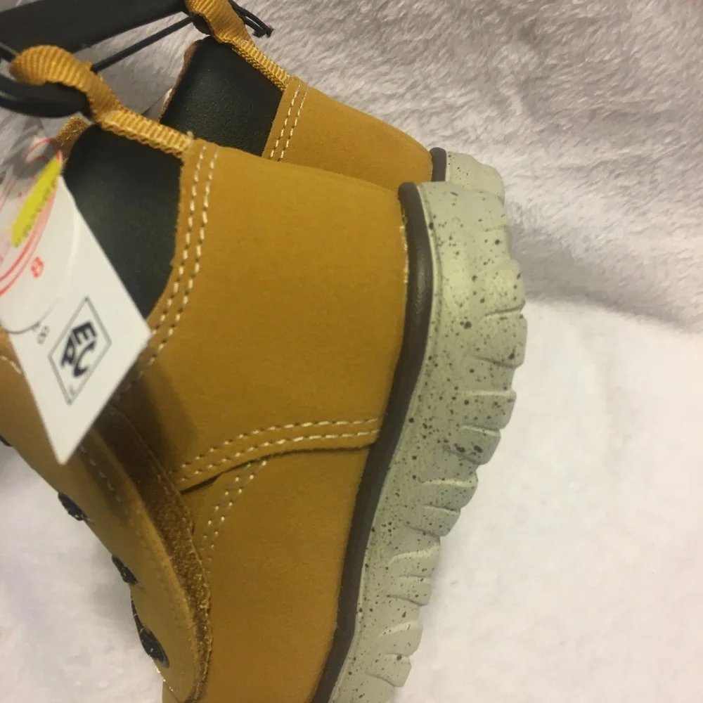 Wonder Nation Toddler‎ Boots Size 7 Wheat Tan New Faux Leather Lace Up Rugged